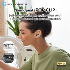 Soundpeats POP Clip Open-Ear Wireless Earbuds, Bluetooth 5.4, Single Mic ENC Noise Cancelling, Game Mode, Fast Charging, IPX5 Waterproof, 30H Playtime for Sports & Daily Use