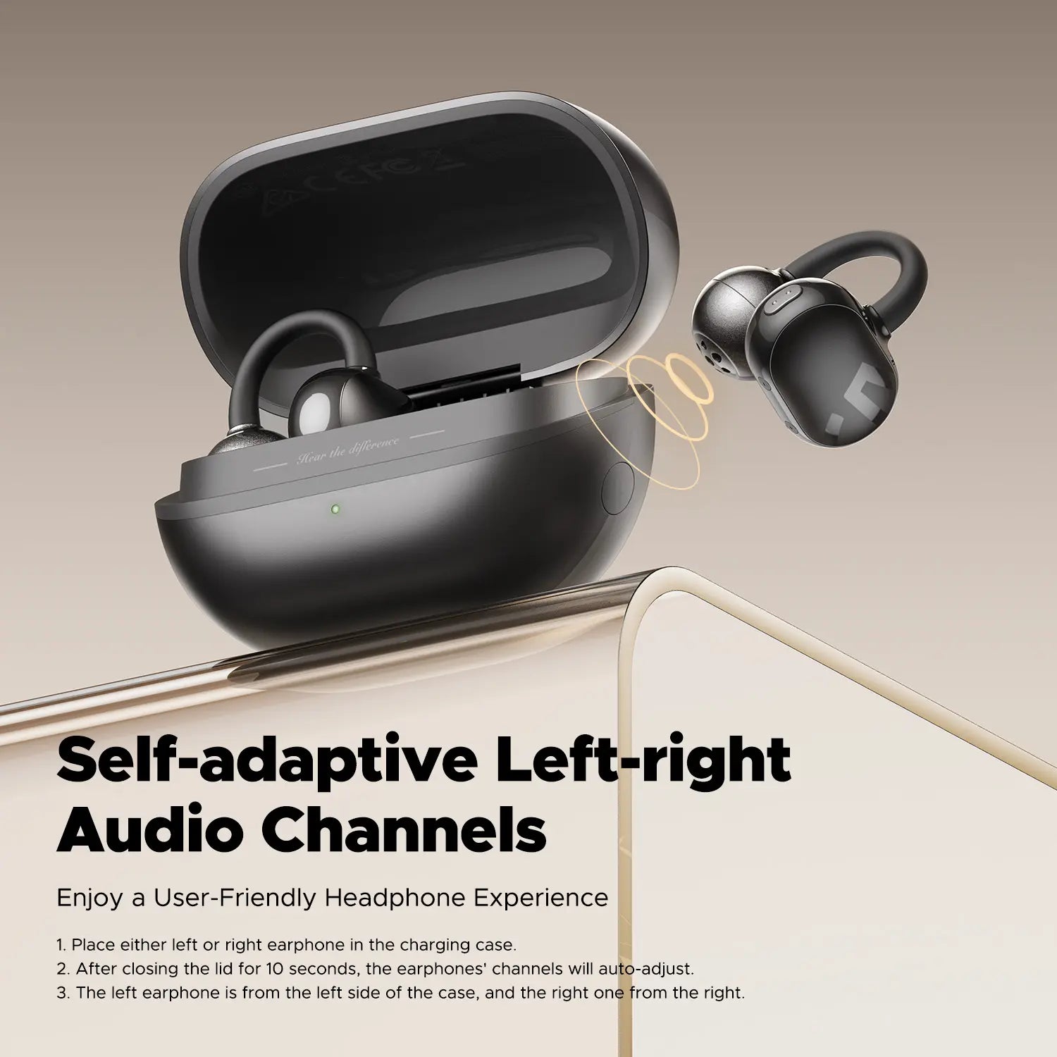 Soundpeats POP Clip Open-Ear Wireless Earbuds, Bluetooth 5.4, Single Mic ENC Noise Cancelling, Game Mode, Fast Charging, IPX5 Waterproof, 30H Playtime for Sports & Daily Use